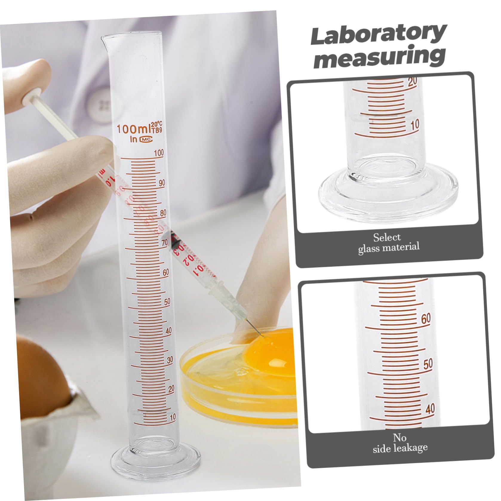 Bicchieri Graduati senza Perdite Laterali Set 9 Pezzi in Vetro Resistenti Alte Temperature, Capacità 50ml-250ml per Laboratorio Scientifico per Esperimenti Scientifici