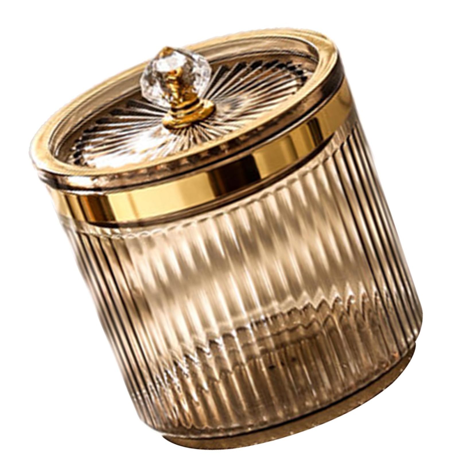Aoyudj Amber Toothpick Box Acrylic Storage Jar For Makeup Tool Cotton Swabs And Pads Dispenser For Bathroom Or Dresser