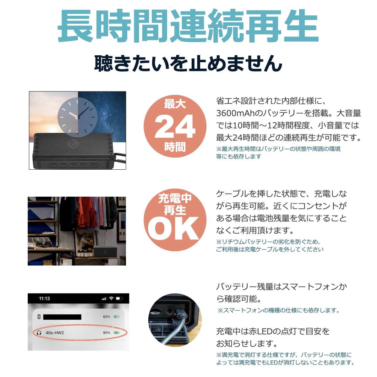 Amazon.co.jp: 40s Bluetoothスピーカー 防水 IPX7 防塵 重低音 小型