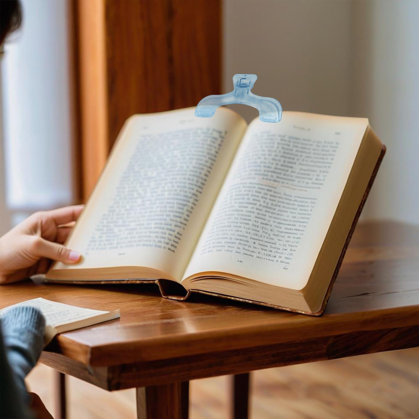 Clip per libri resistenti trasparenti blu multifunzionali porta pagine 2 pezzi