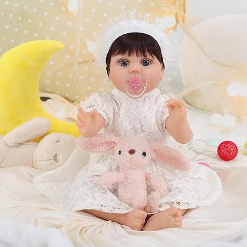 Miniatura 12 de Muñecas Reborn Baby Girl de silicona realista de 22 pulgadas, muñecas Bebe de la vida real, cuerpo de tela de vinilo suave hecho a mano con kit