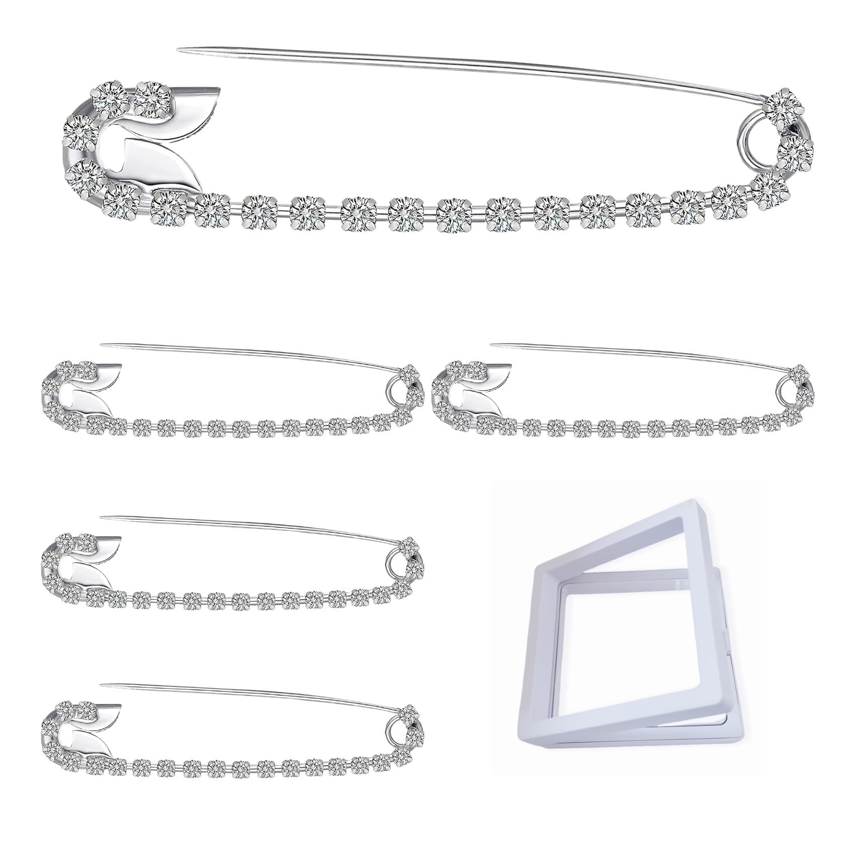 Rhinestone Brooch Pins 5Pcs,Safety Pins for Clothes,Brooch Pins for Women,Pins for Bags,Decorative Pins,Large Safety Pins,Fancy Safety Pins,Fashion Safety Pins for Clothes,Shawl,Scarf,Shirt,Hijab,Hat