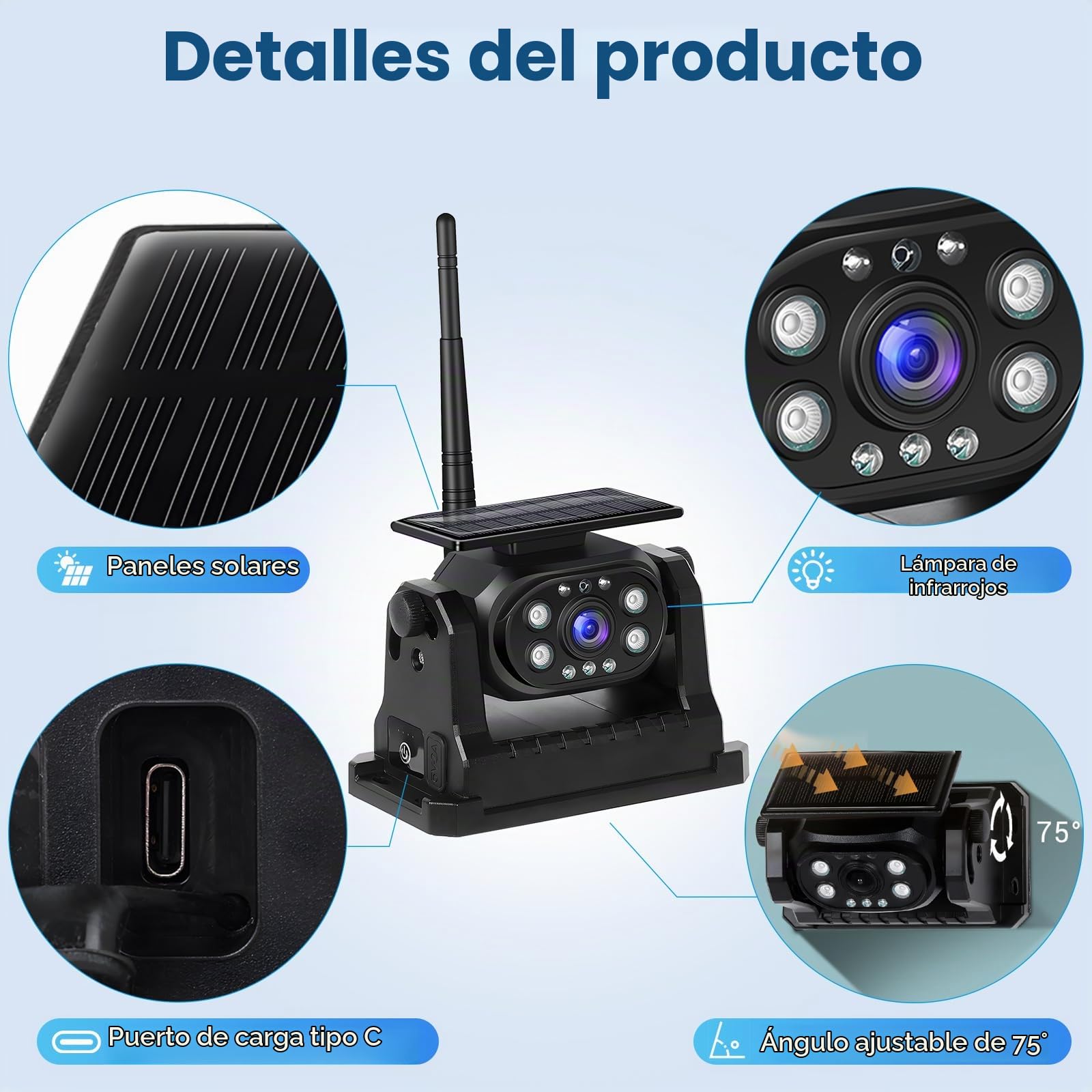 Hodozzy cámara de Marcha atrás para Coche Inalambrica, Carga Solar, Base magnética Cámara Trasera Coche WiFi IP68 Impermeable & Visión Nocturna & Gran Angular para Caravana Camión RV Remolque