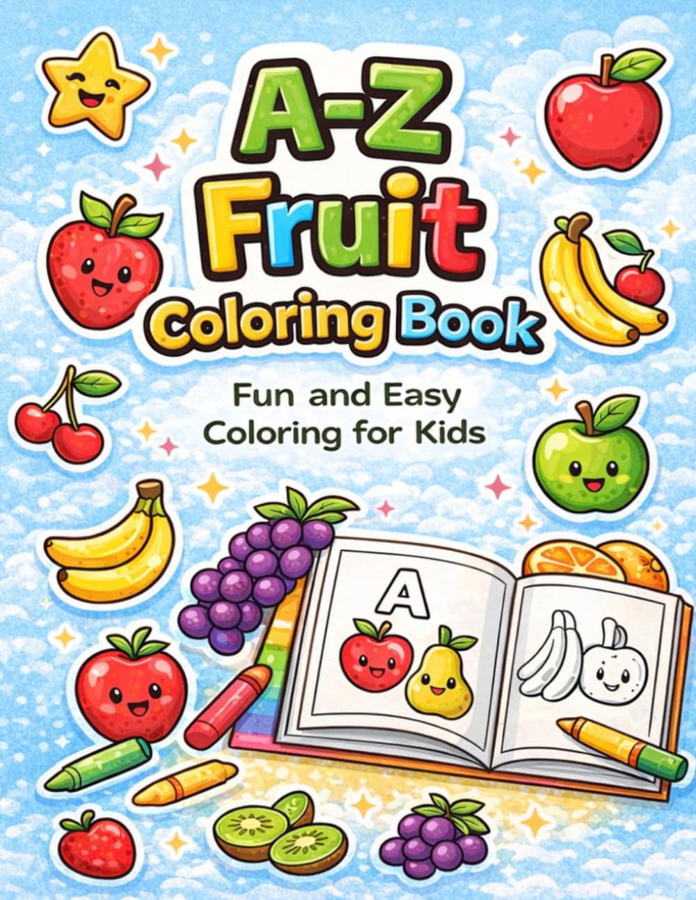 A-Z Fruit Coloring Book: Fun and Easy Coloring for Kids (A-Z Coloring Books for Kids)