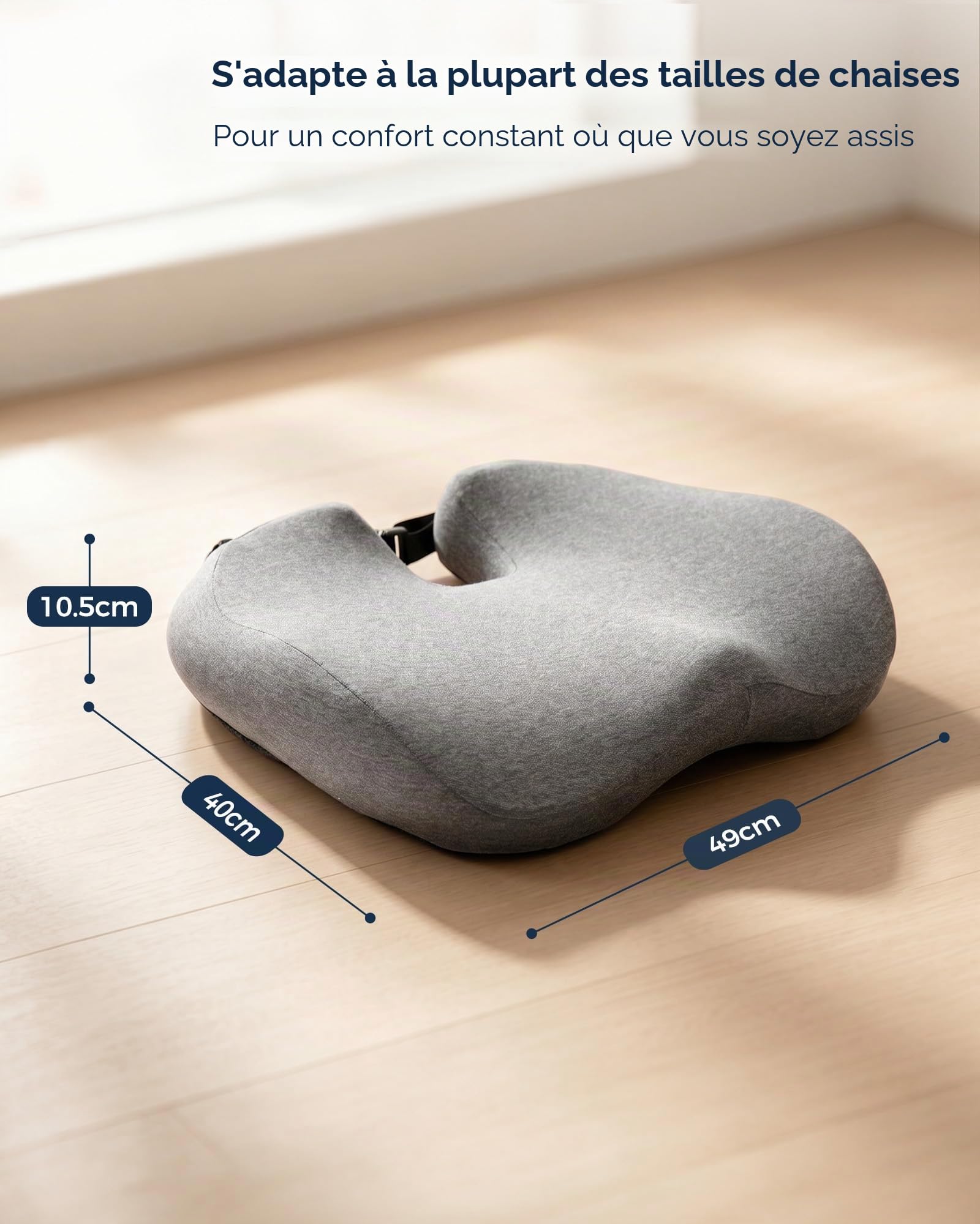 Feagar Coussin De Siège Ergonomique Mousse À Mémoire De Forme [Gris] | Coussin Coccyx Pour Chaise De Bureau Et Voiture, Soulagement De La Pression, Confort Pour Télétravail & Anti-Fatigue