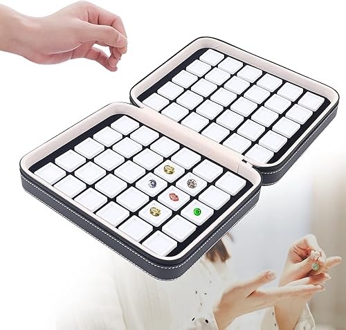 Miniatura 4 de Caja organizadora de gemas de 60 rejillas, caja de almacenamiento de joyas, caja de lujo para colección de diamantes con tapa transparente y diseño