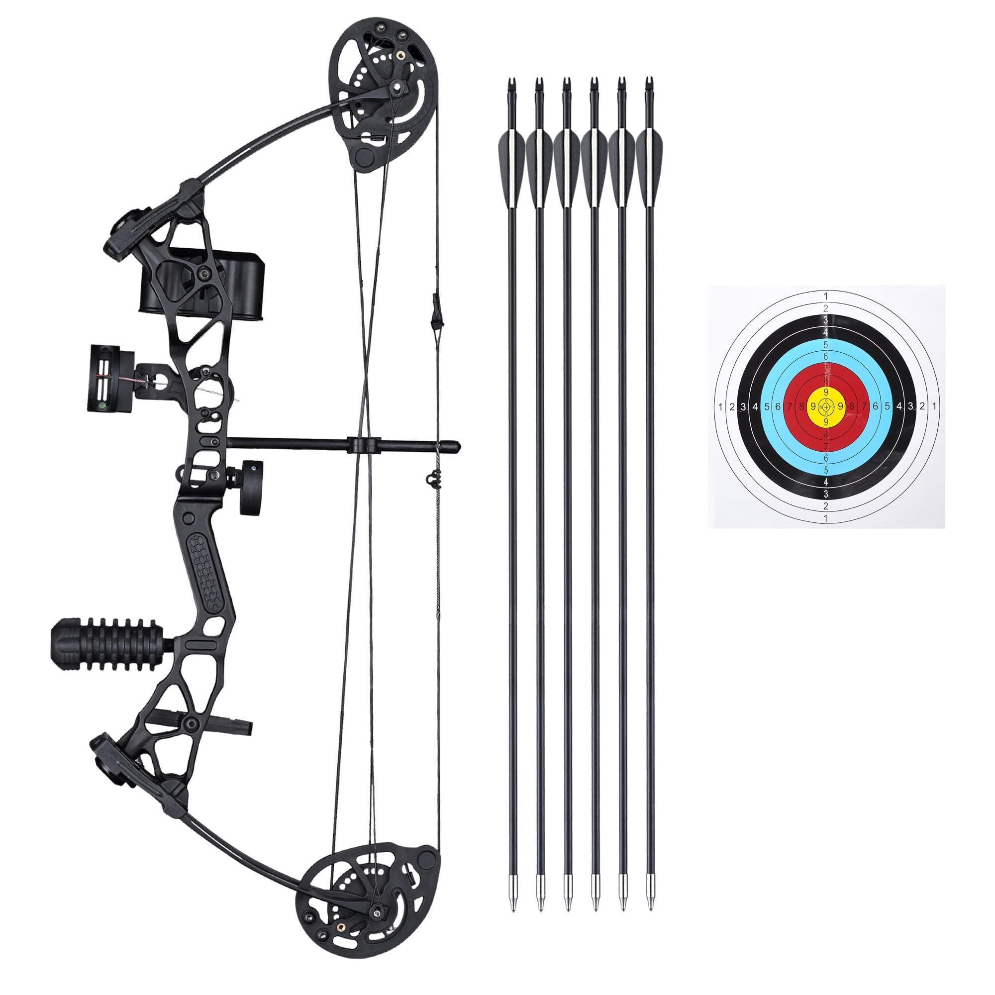 AW Compound Bow Kit 0-70 Lbs Draw Weight for Adult Professional Hunting Target Practice Arrow Archery Hunting Shooting, Black, White, Camo, Periwinkle Blue
