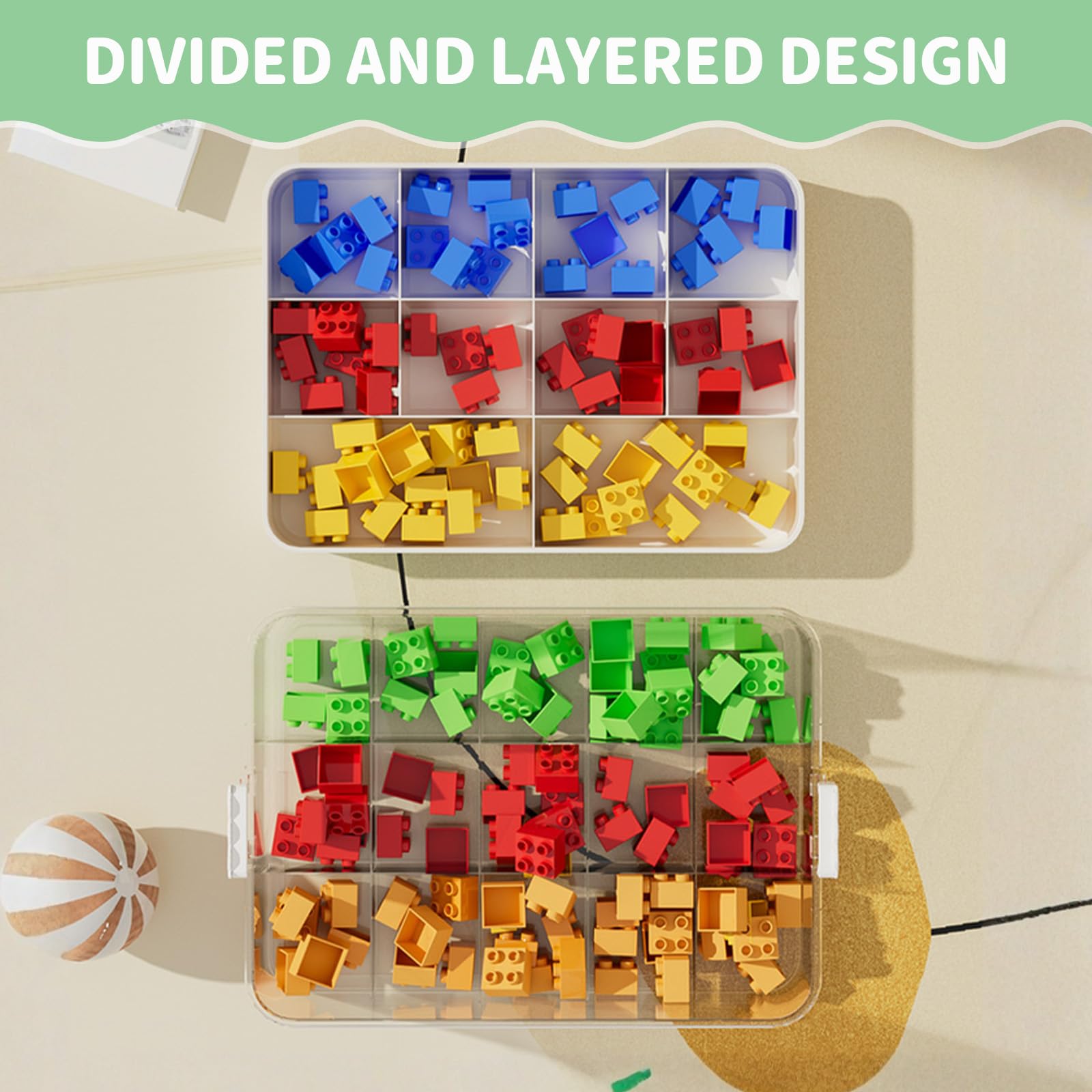 Cajas Almacenaje Para Lego Organizador Juguetes,Cajas De Almacenamiento Transparentes, 2 Niveles, Para Bloques De Construcción Y Rompecabezas,Piezas Pequeñas Para Juguetes Habitación Infantil