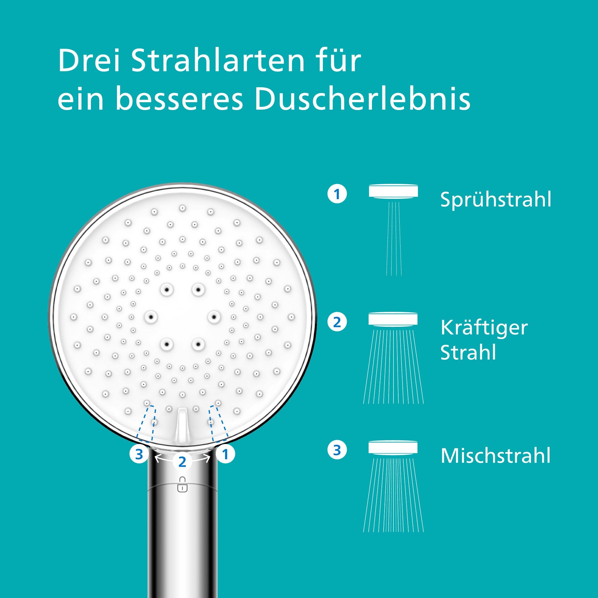 Philips Water Duschkopf mit Filter, entfernt effektiv Chlor und andere große Partikel, drei Sprühmodi, druckverstärkendes Design, 1 Monat Filterkapazität, chrom - Image 2