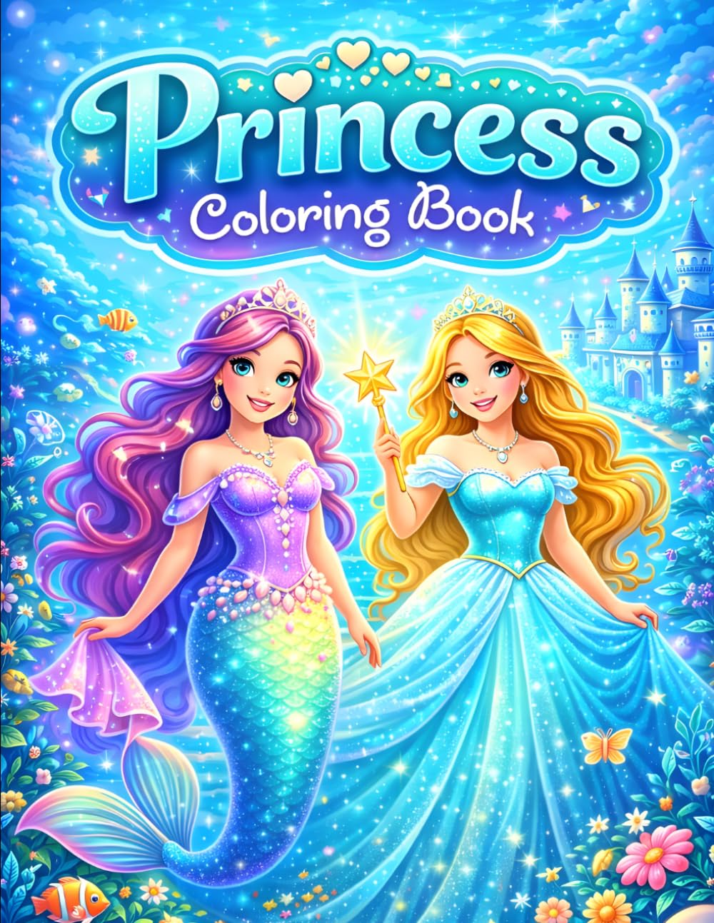 Easy Princess Coloring Book for All Ages: Cute Princesses, Simple Fantasy Scenes & Relaxing Coloring Pages – Fun and Stress Relief for Kids, Teens & Adults