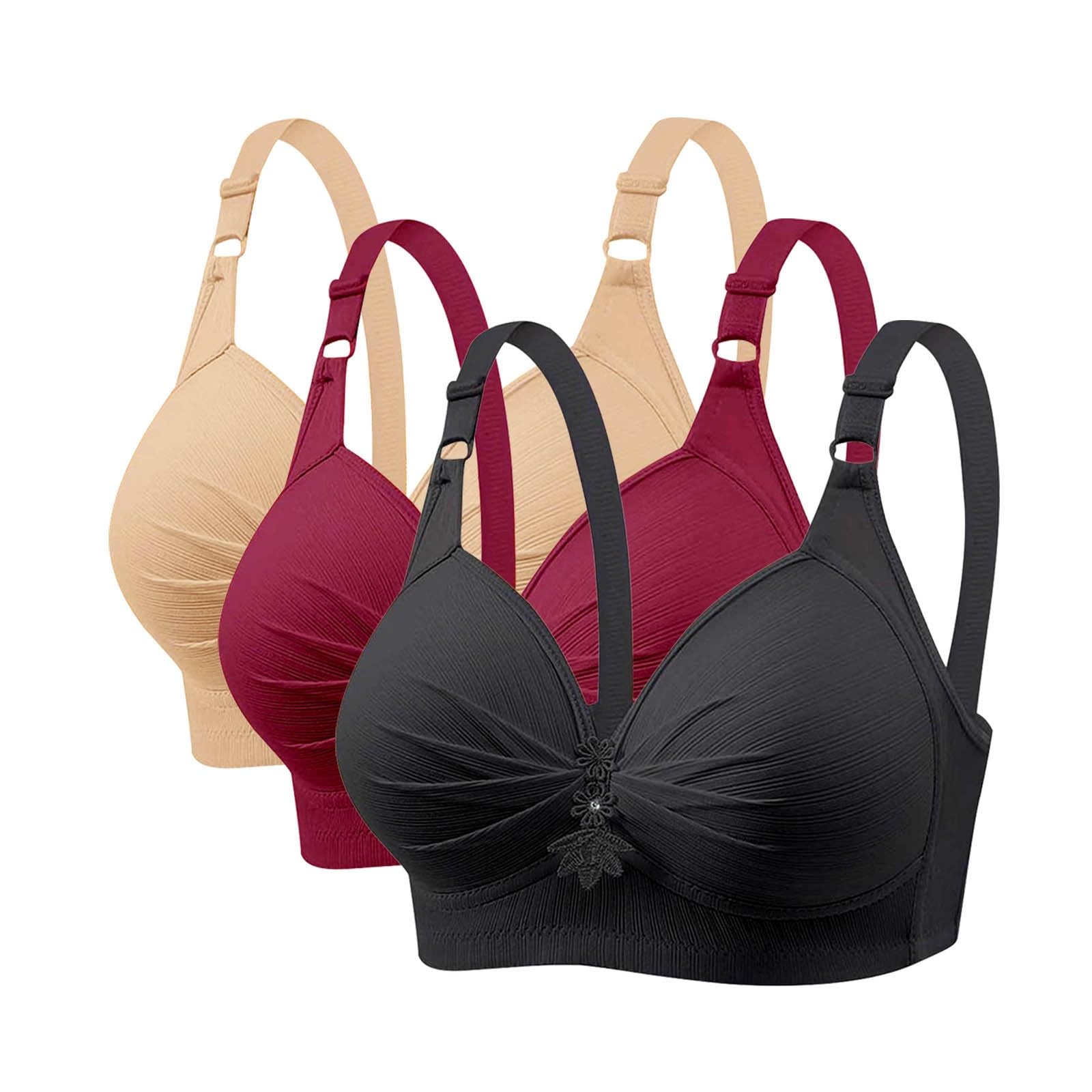 Lot 3 Soutien Gorge avec Armature Femme Sexy, Brassière Femme Dentelle,Soutien-Gorge Couleurs Pures Lingerie Française Bralette Casual a La Mode Classique de Base Bra