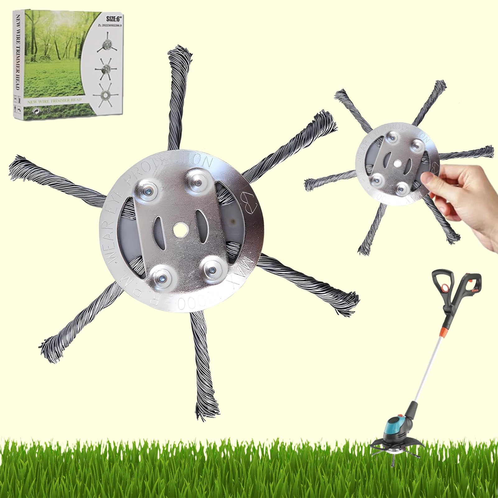 20,3 cm Stahldraht Freischneider Trimmerkopf mit Adapter-Kit - unzerbrechliche Draht 20,3 cm Stahldraht Freischneider Trimmerkopf mit Adapter-Kit - unzerbrechliche Draht