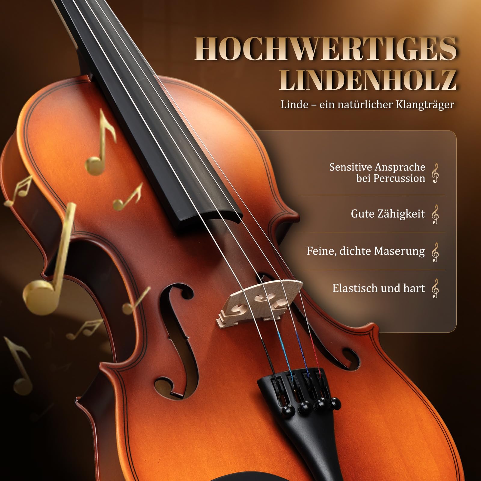 Bonnlo Violino per Bambini e Principianti, Misure 1/4, 1/2, 3/4 e 4/4, Violino in Legno Compensato di Tiglio con Acro in Legno Rosso, Astuccio, Colofonia e Mentoniera (Colore Classico, 1/4)