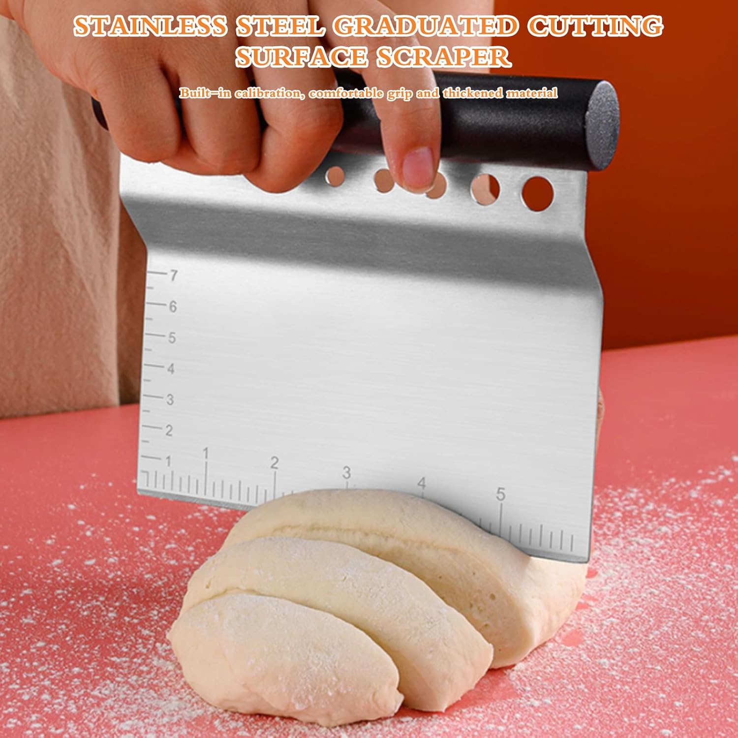 Dough Scraper, Stainless Steel Dough Card Dough Spatula Dough Cutter