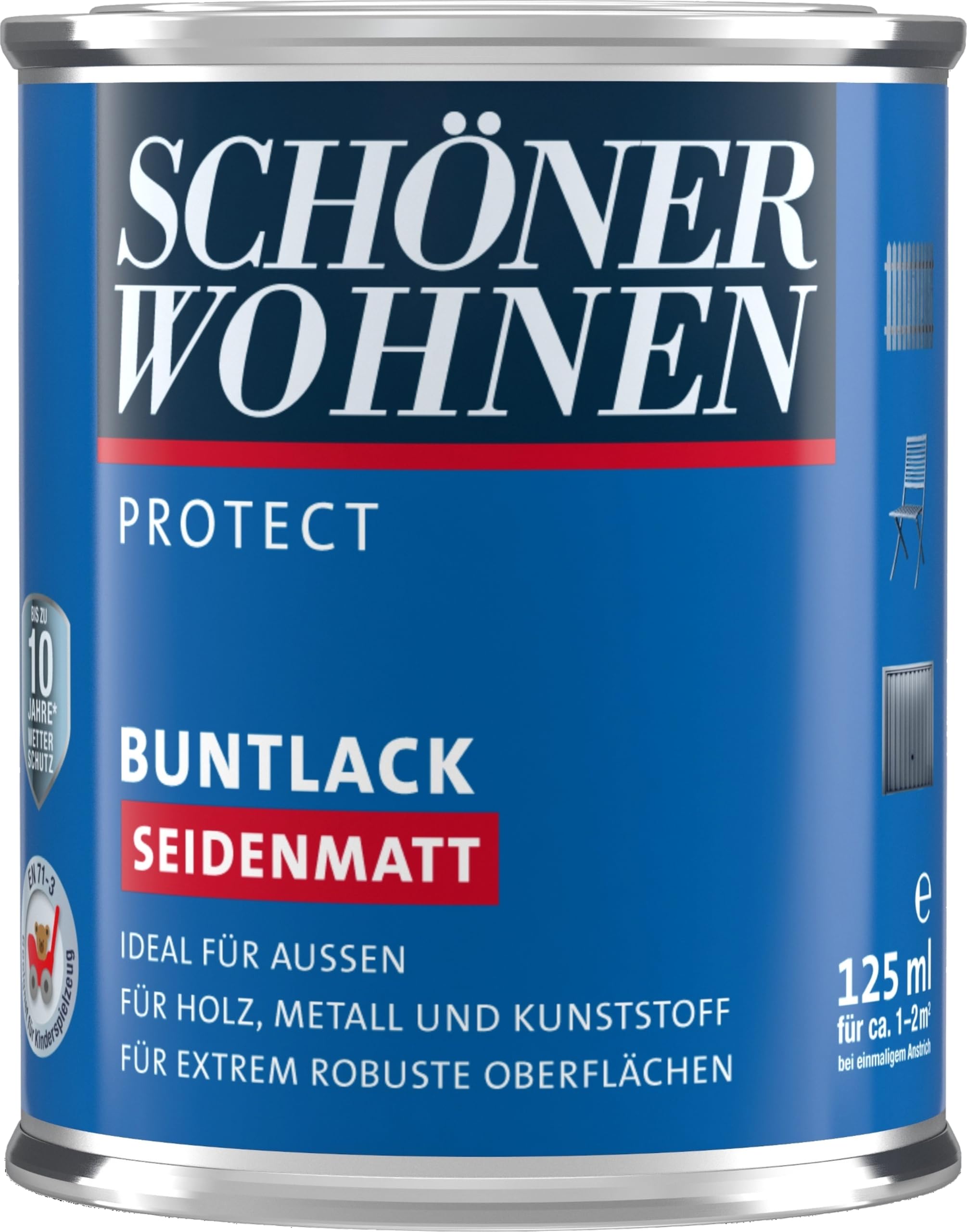 Schöner Wohnen Lacke Seidenmatter Alkydharzlack Reinweiß (RAL 9010), 125 ml