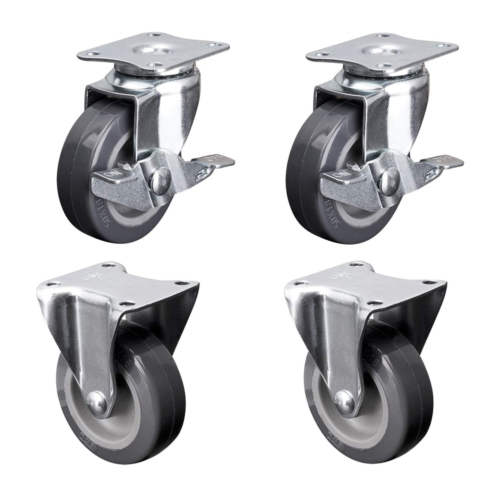 ZGUOUZANTYE Heavy Duty Swivel Casters With Side Brakes For Shopping Carts Machinery Equipment Racks(Fixed,1.5in)