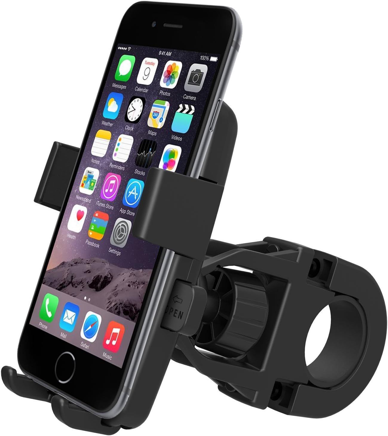 iOttie One-Touch Bike Mount Holder for iPhone 6/5s/5c/4s, Samsung Galaxy S5/S4, Google Nexus 5 - Retail Packaging - Black