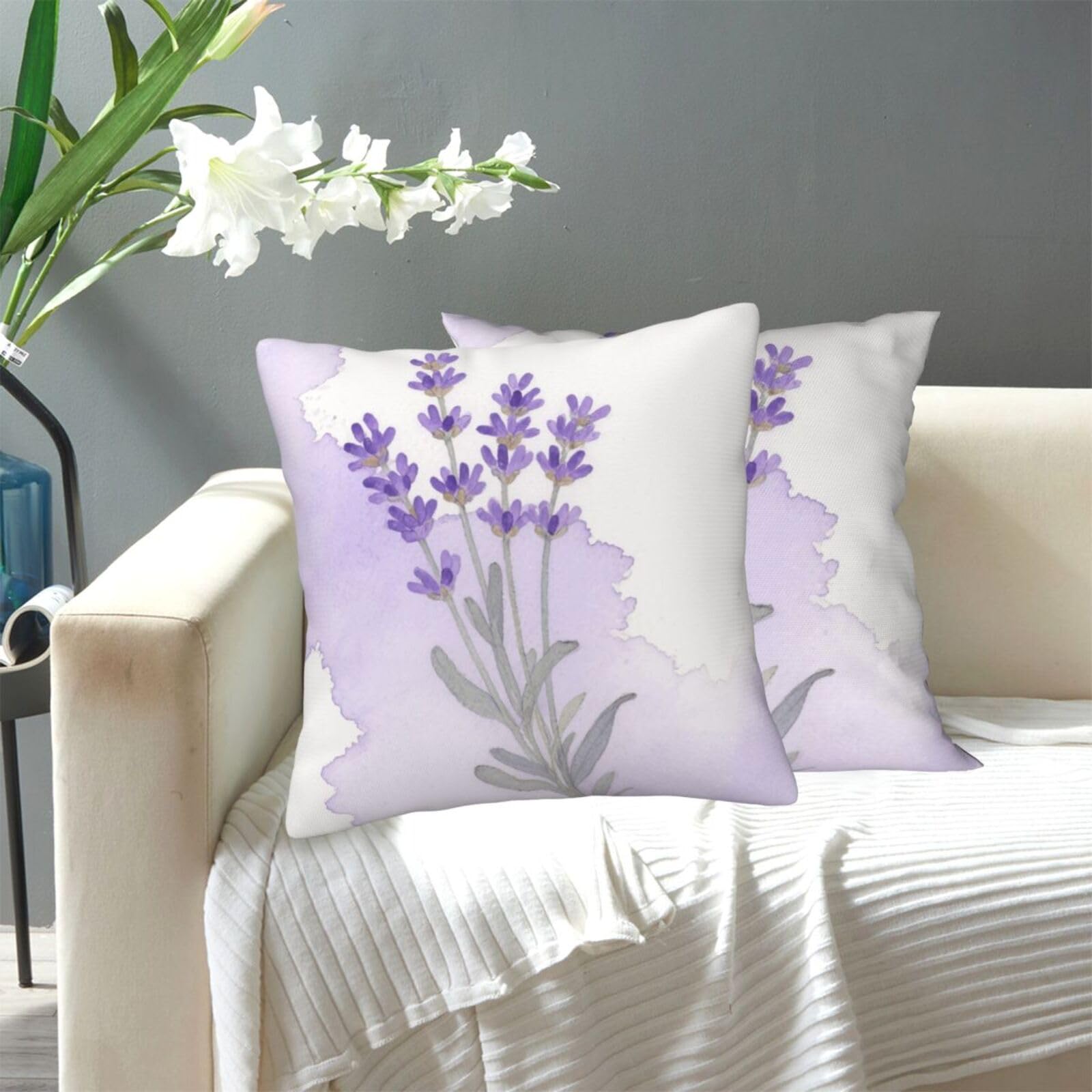 FekiLoot Decorative Throw Pillow Covers Modern Farmhouse Pillowcase Double Sided Cozy Cushion Cover for Sofa Couch Bed 18"X18" Watercolor Flower