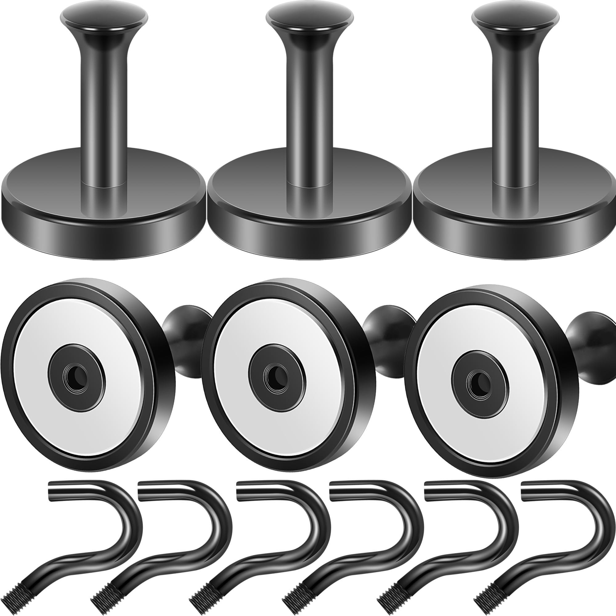 Neosmuk Magnetic Coat Hook,170lb Strong Extra Heavy Duty Magnet Hooks,Magnetic Wreath Hanger/Holder for Metal Doors,Purse,Towel,Stocking,Cruise Cabin,Black,6 Pack