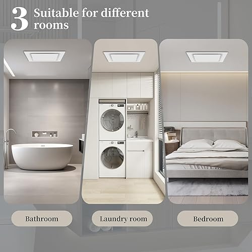 Miniatura 7 de Extractor de baño Panel de 10 pulgadas ultra silencioso sin luz (montaje de 8 x 8), 1.0 Sone 110CFM, conducto de 4 pulgadas para bañogarajehogar