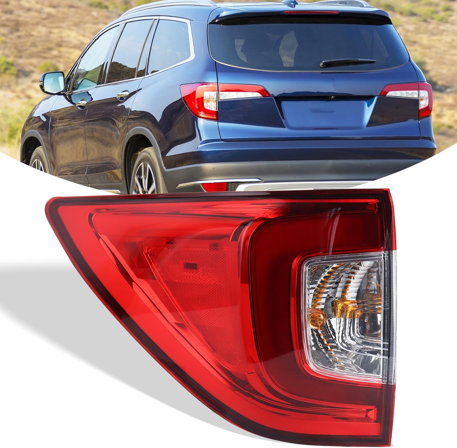 LH Outer Tail Light Assembly Compatible With 2019-2022 Honda Pilot Rear Light Brake Lamp Left Driver Side 33550TG7A11 HO2804120