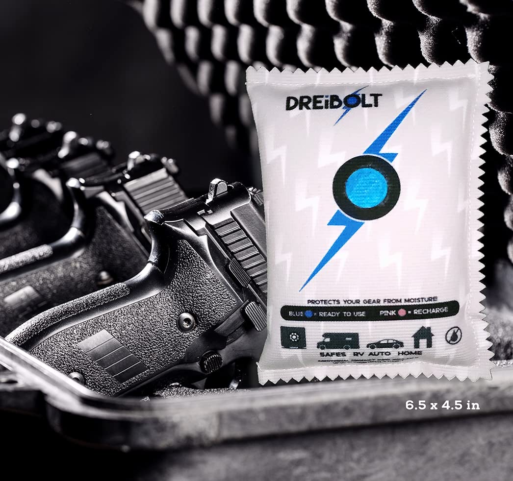 Dreibolt Renewable Dehumidifier - 2 Pack - Moisture Absorber for Gun Safe & More - Silica Gel Desiccant