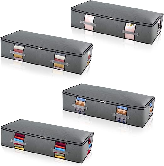 ExtraLarge Under Bed Storage Bags [4 Pack]Thickened 3 Ply Fabric Under