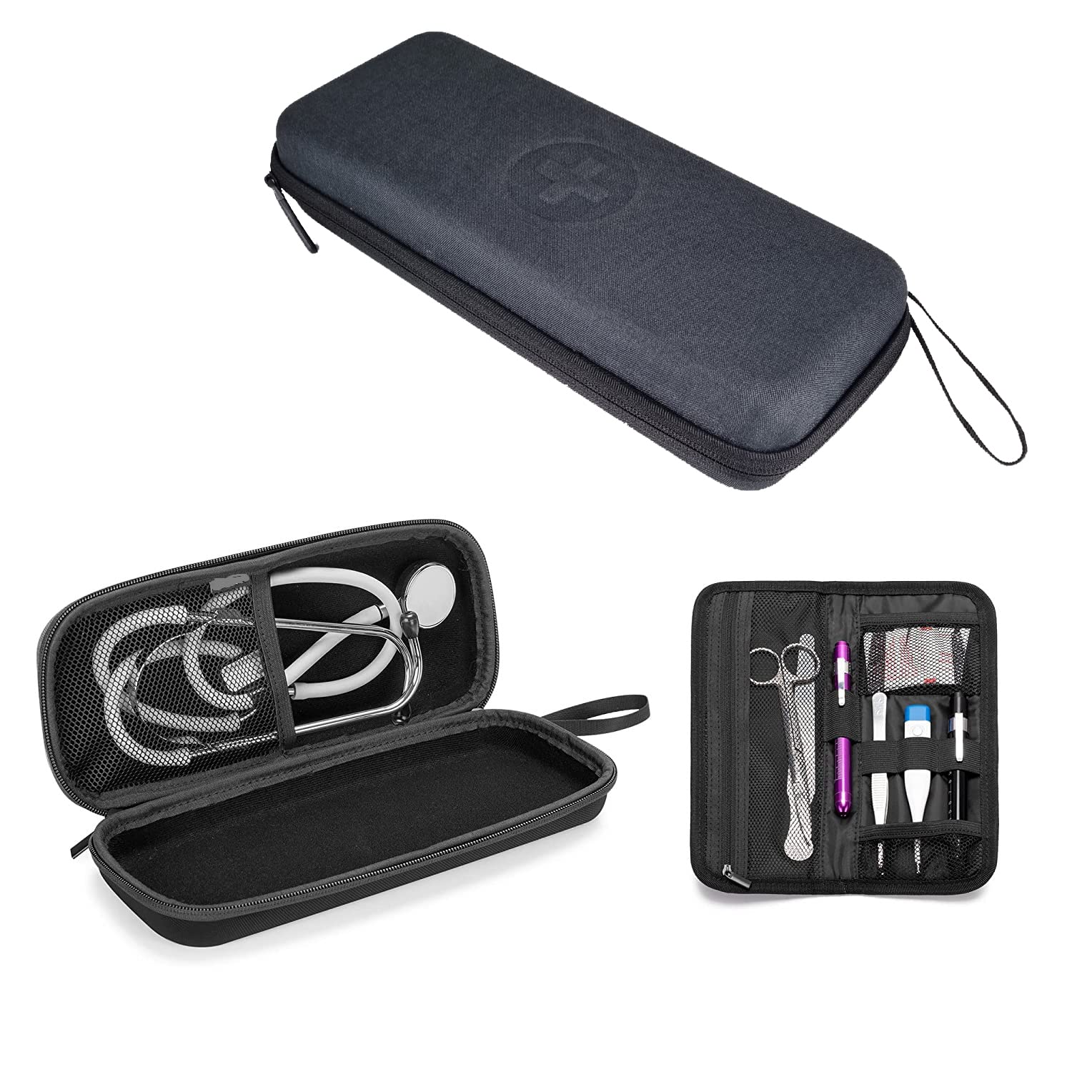 Unigear Polyester Stethoscope Hard Case, Medical Carrying Case With Extra Folding Pouch Compatible With 3M Littmann/Adc/Omron Stethoscope And Accessories - Grey (B0BTMMFGKV) Amazon Price History, Amazon Price Tracker