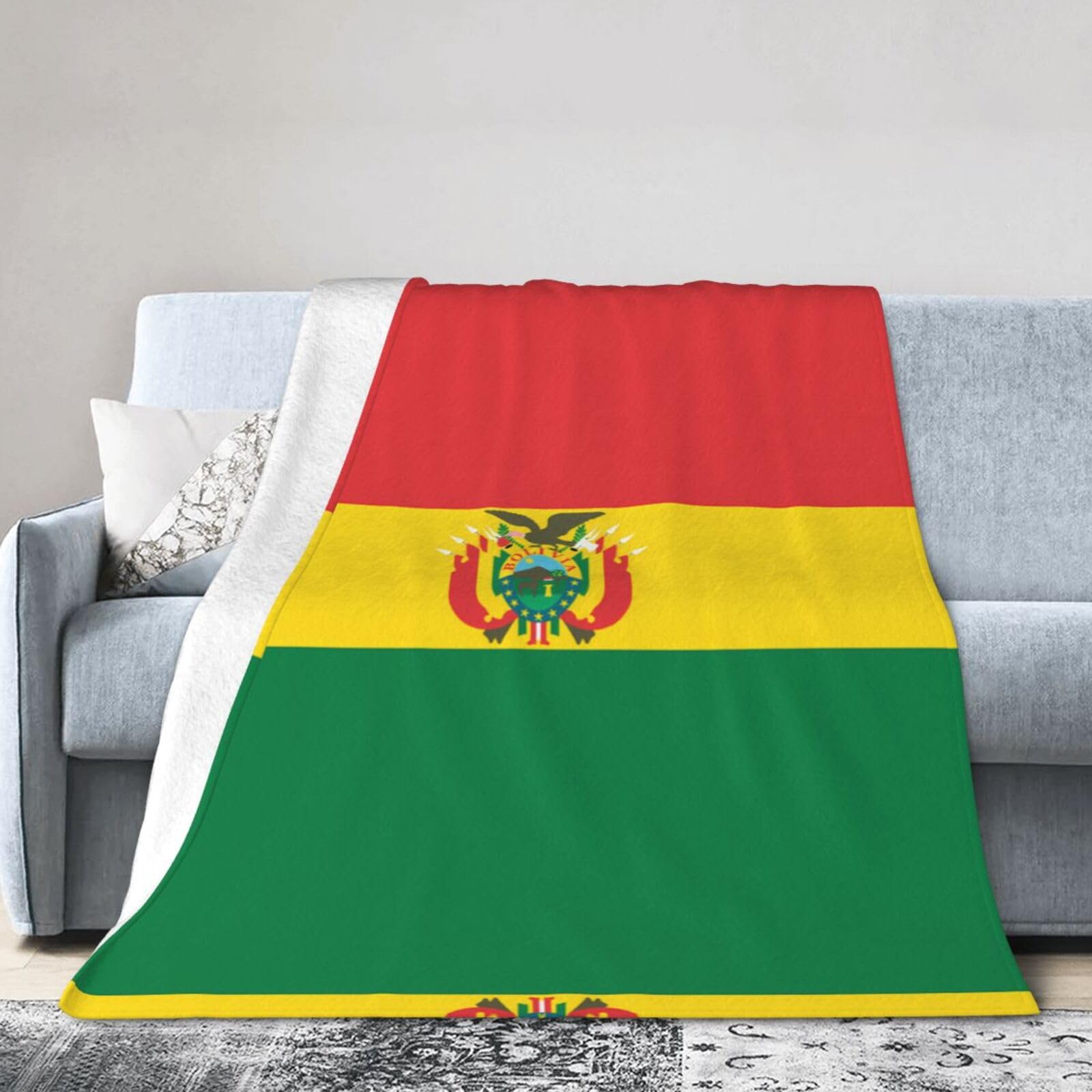 Flag of Bolivia 40"x30" Fleece Blanket, Full Size, Super Soft, Suitable for Bed, Sofa, Camping, All Seasons