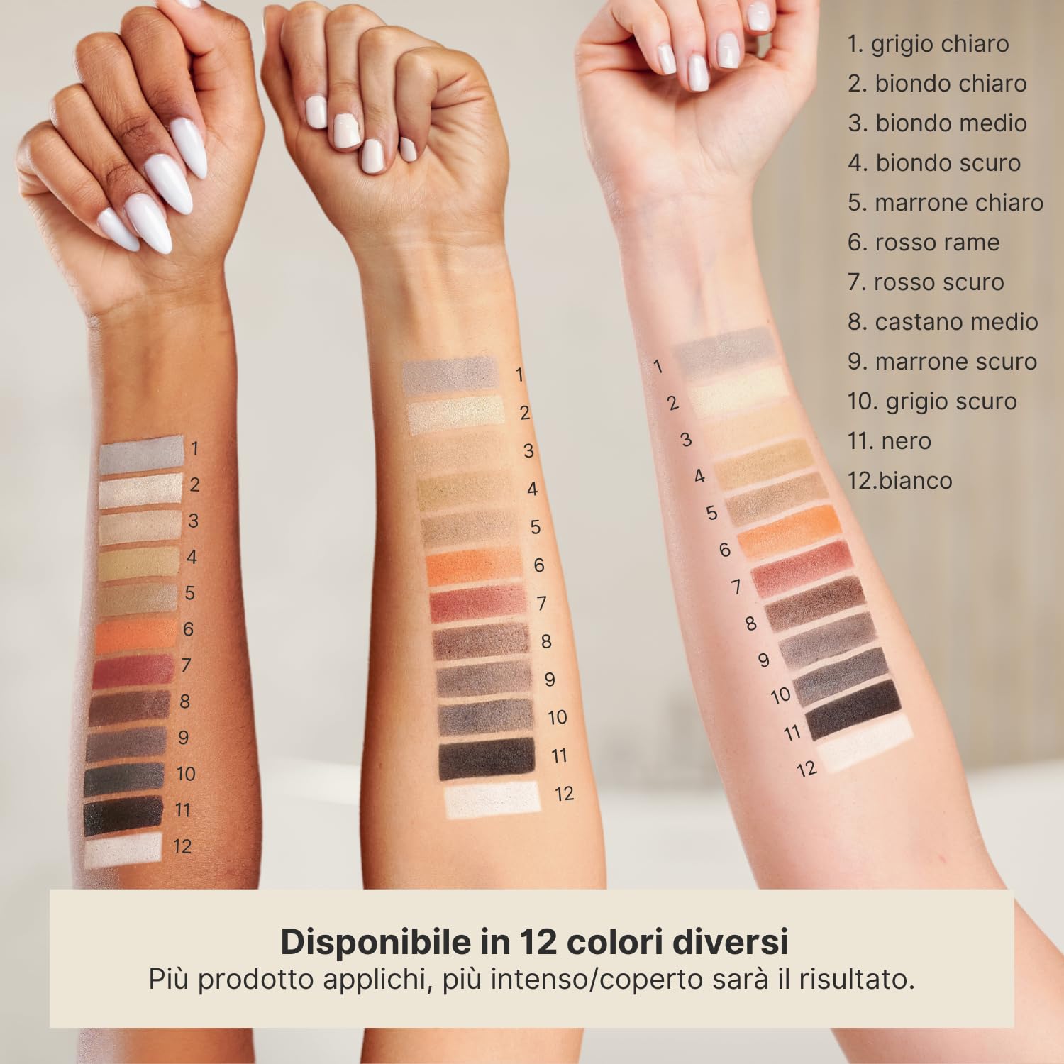Polvere per capelli IMPERIO - Correttore per infoltimento capelli per donna e uomo, mascara per capelli waterproof per nascondere la ricrescita - 4g (castano scuro)