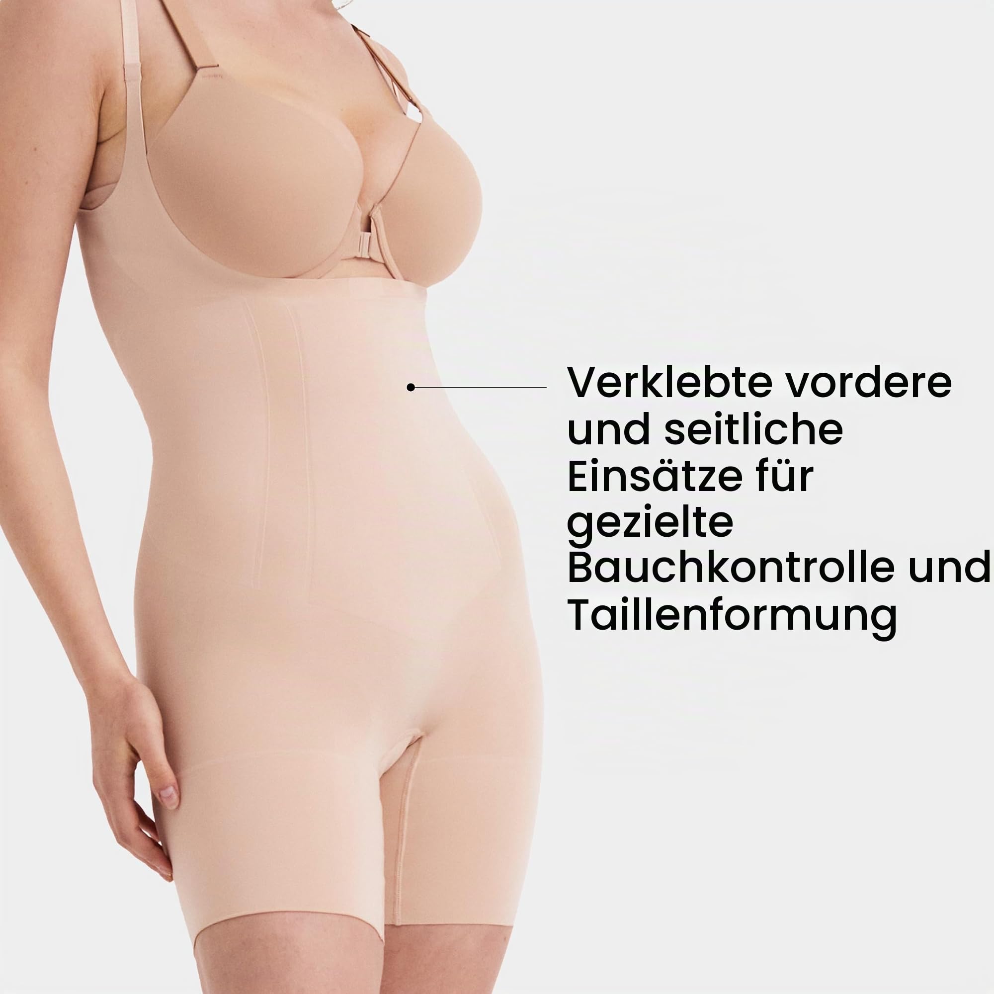 Spanx Damen Spanxsculpt Oncore Open-bust Mid-thigh Bodysuit - Powerful Compression Body Shaper - Comfortable Shapewear- Adjustable Straps Formender Body (1er Pack)