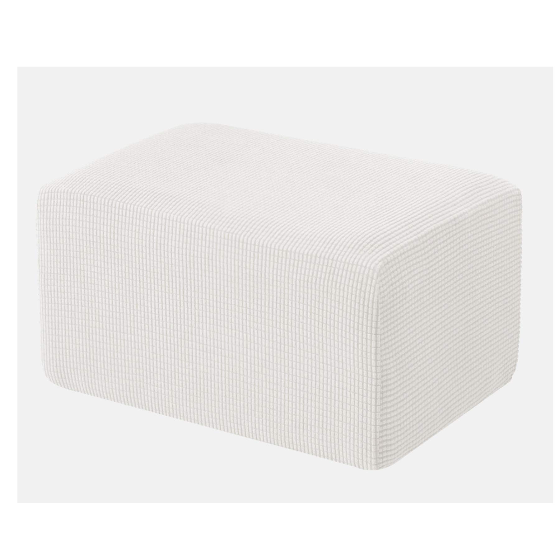 Dengzh White Stretch Footstool Slipcover,Rectangle Ottoman Cover Soft Rectangle Ottoman Slipcovers For Dog Cat Pet Protector Foot Rest Stool Furniture Protector Machine Washable (Color : )