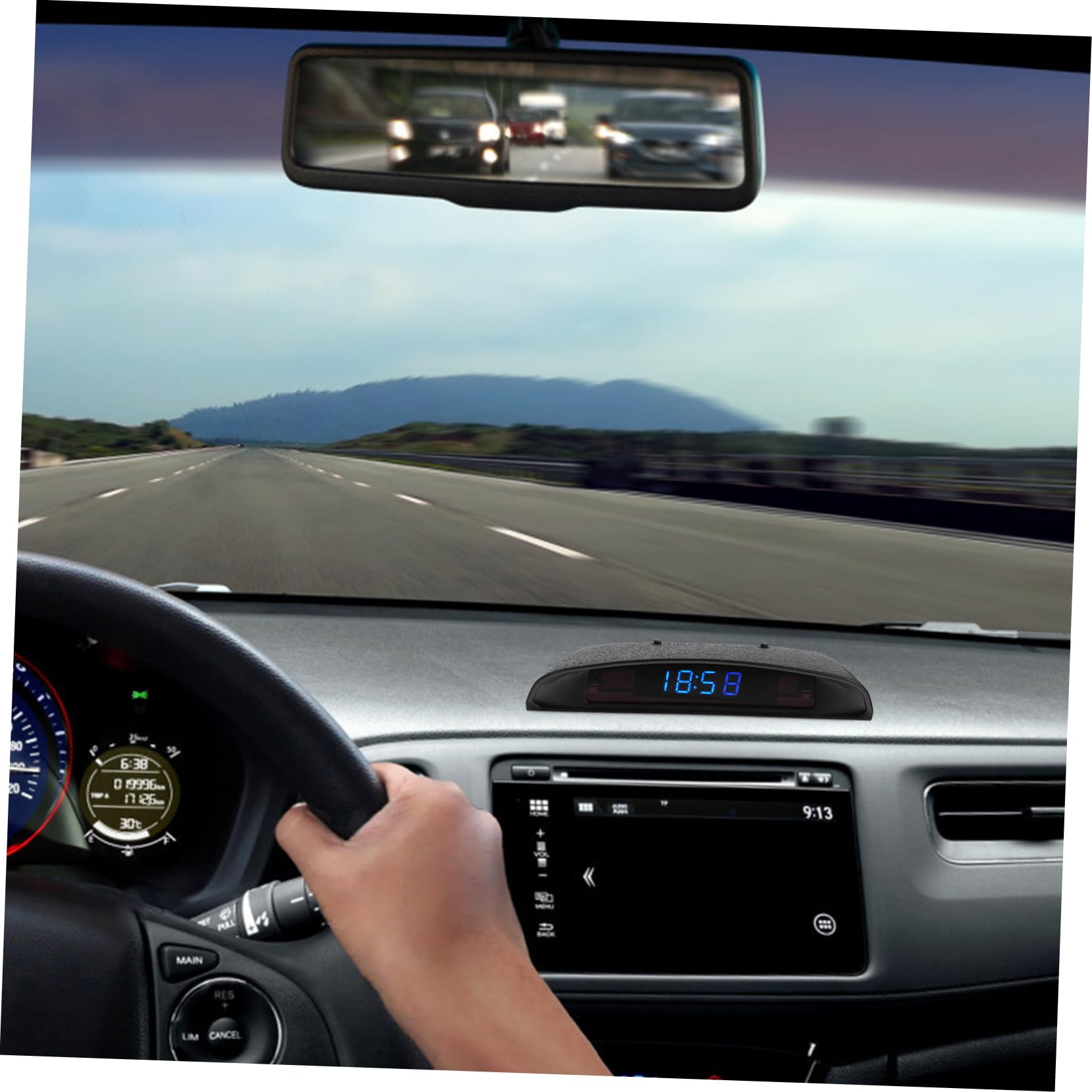 PartyKindom 2piezas Reloj Electrónico De Coche Termómetro y Voltímetro Pantalla Led Brillante Función De Corrección De Temperatura Accesorio Práctico Para Salpicadero Automotriz