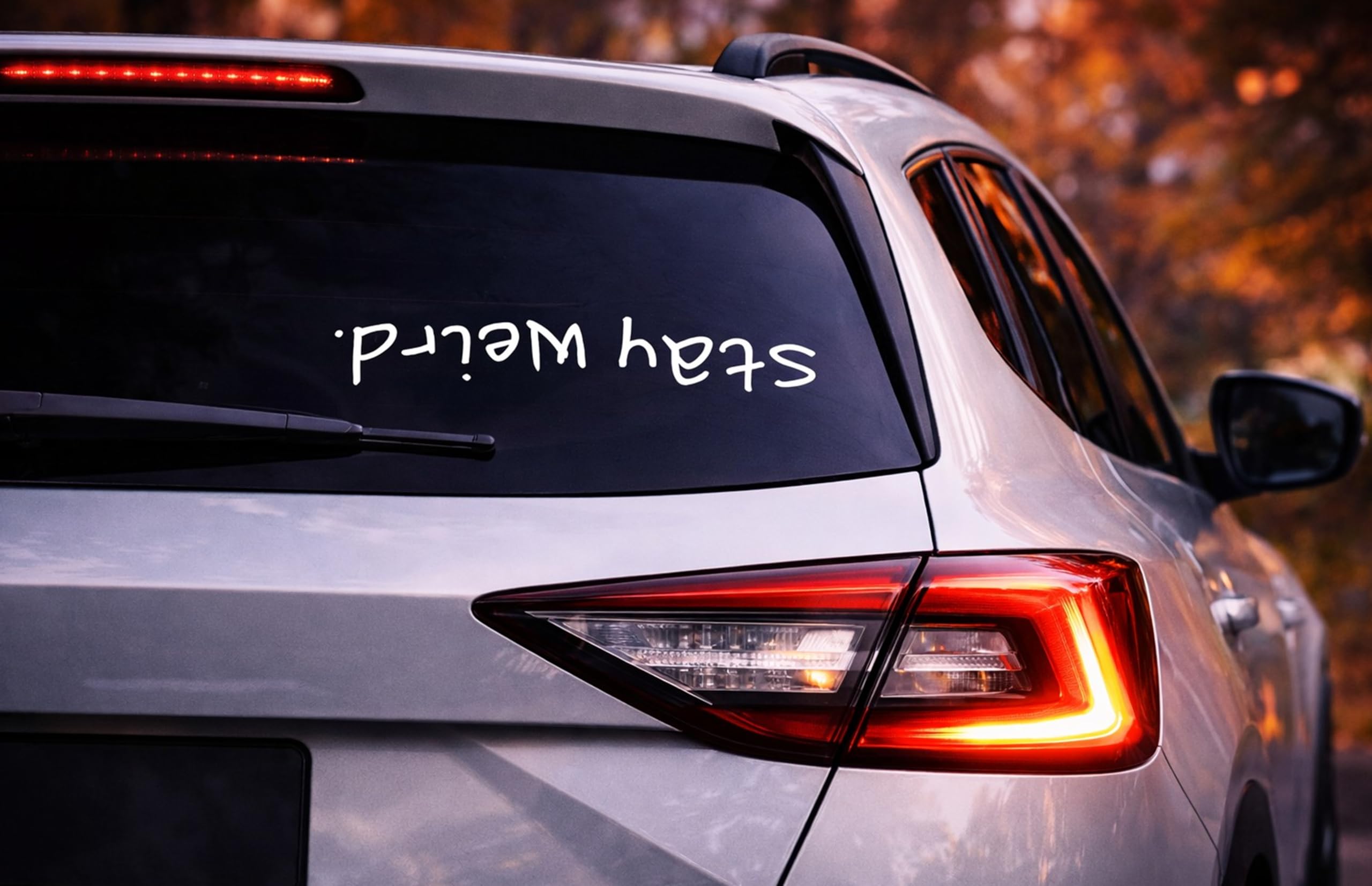 Stay Weird - White Vinyl Die Cut Decal for Pontoon,Jet Ski,Bumper,Motorcycle, Windows,Laptops, Trucks,RV,SUV, Cars