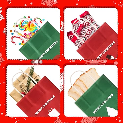 Miniatura 6 de 120 bolsas de regalo de Navidad a granel, bolsas de regalo de Navidad a granel, papel kraft de Navidad, bolsas de regalo rojas y verdes con asas,