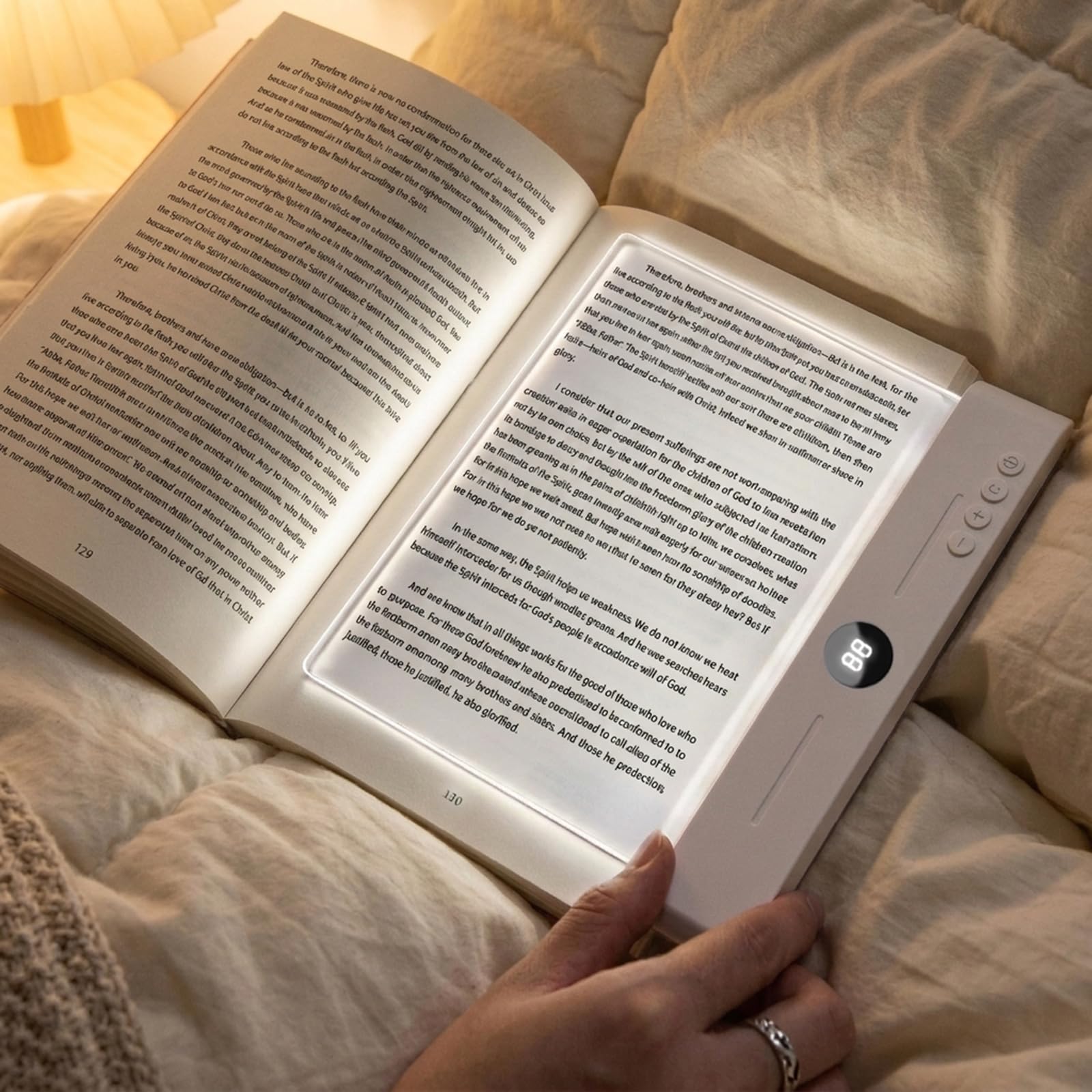 MENKSID - Luce piatta per lettura a letto, luce LED ricaricabile con timer, 3 modalità di colore e oscuramento continuo, lampada da libro per gli amanti dei libri, durata 35 ore, batteria 1200 mAh