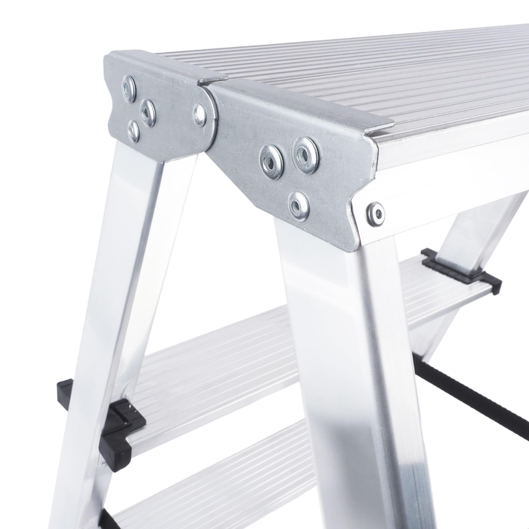Drabina schodkowa, 3 stopnie aluminiowa, drabina stojąca, drabina wielofunkcyjna, składana, obciążenie do 125 kg, kolor srebrno-czarny