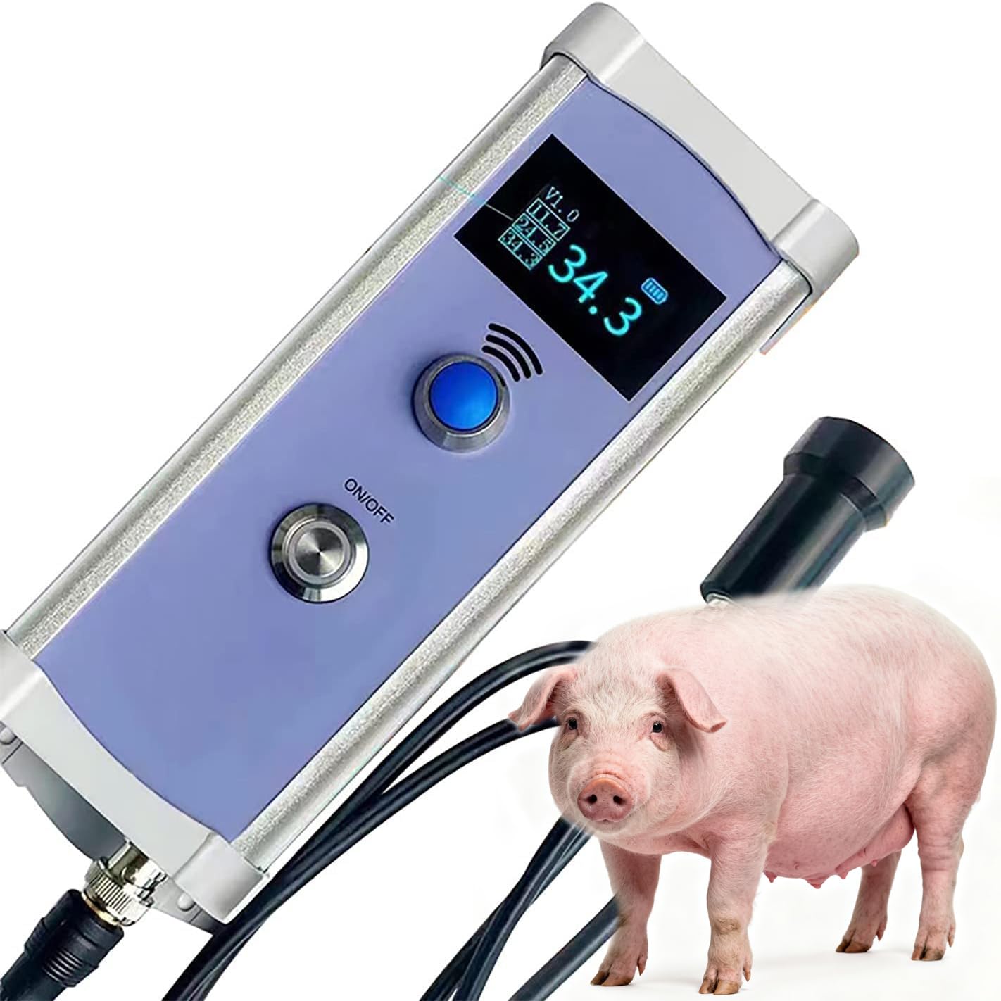 Tester grubości tłuszczu na plecach dla świń, zakres 4-40 mm weterynaryjny miernik tkanki tłuszczowej z sondą, wyświetlacz LCD, nieinwazyjny do gospodarstwa i domu