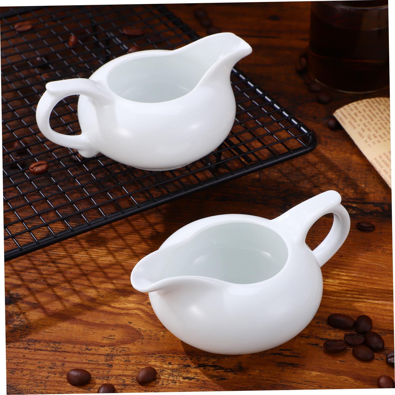 BESTonZON 5-tlg Soßenkannen Set Porzellan - Milchkännchen & Gewürzbehälter | Küchenzubehör Keramik