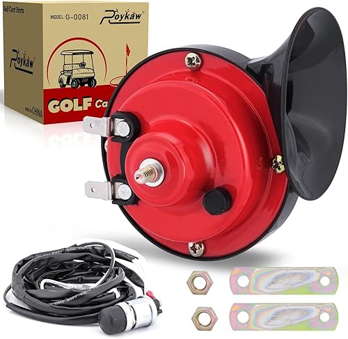 Roykaw Kit de bocina de 12 voltios para carrito de golf, botón de montaje en el suelo para EZGO Club Car Yamaha, UTV, barco