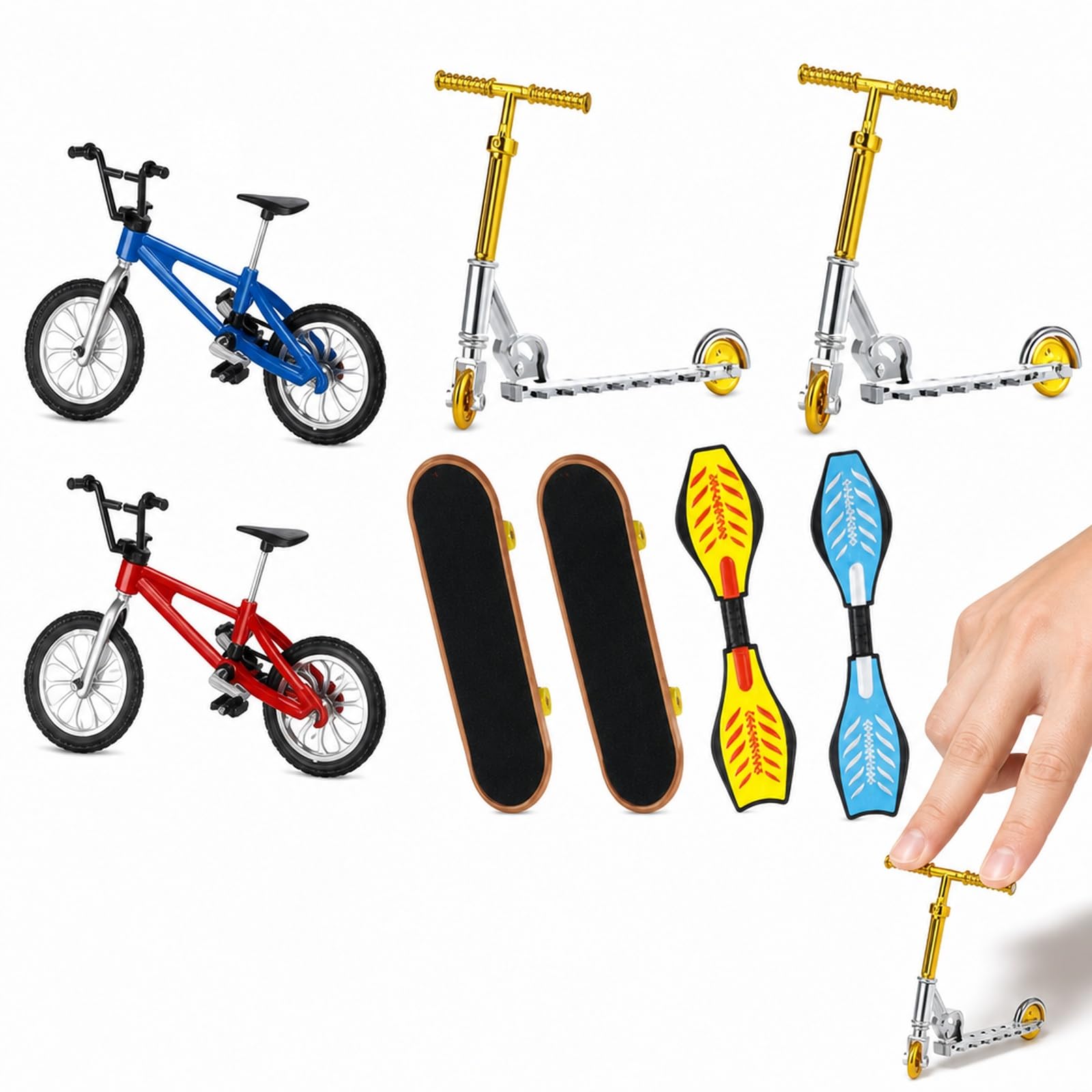 8 Piece Finger Scooter Set with Bikes, Skateboards and Balance Boards