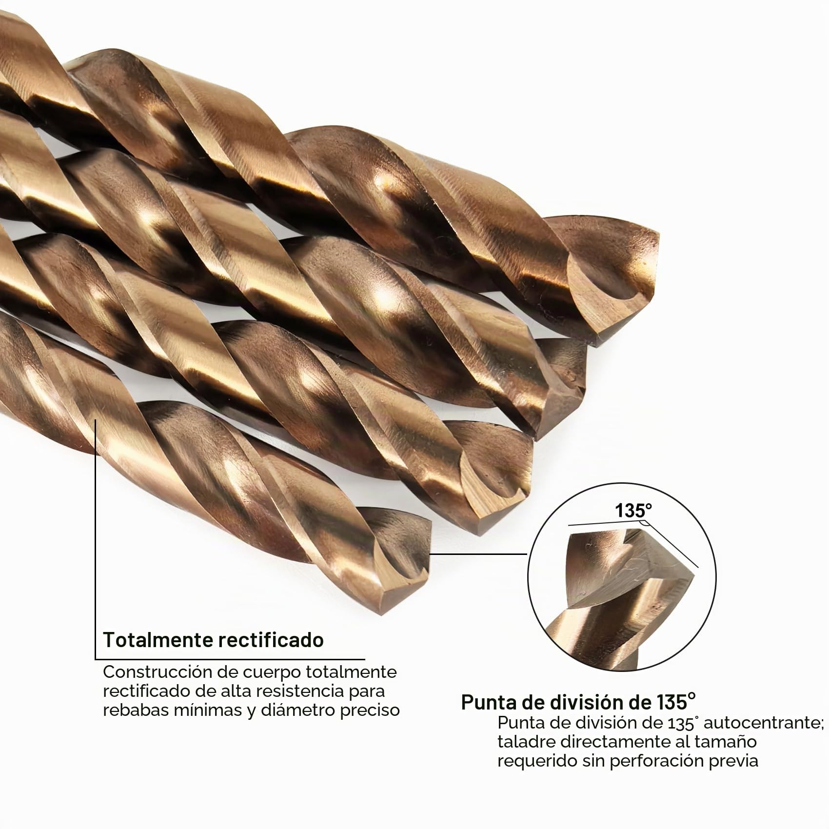 Juego de brocas de 25 piezas, HSS-E M35, cobalto, juego de brocas en espiral para metal, acero inoxidable y aluminio (1-13 mm)