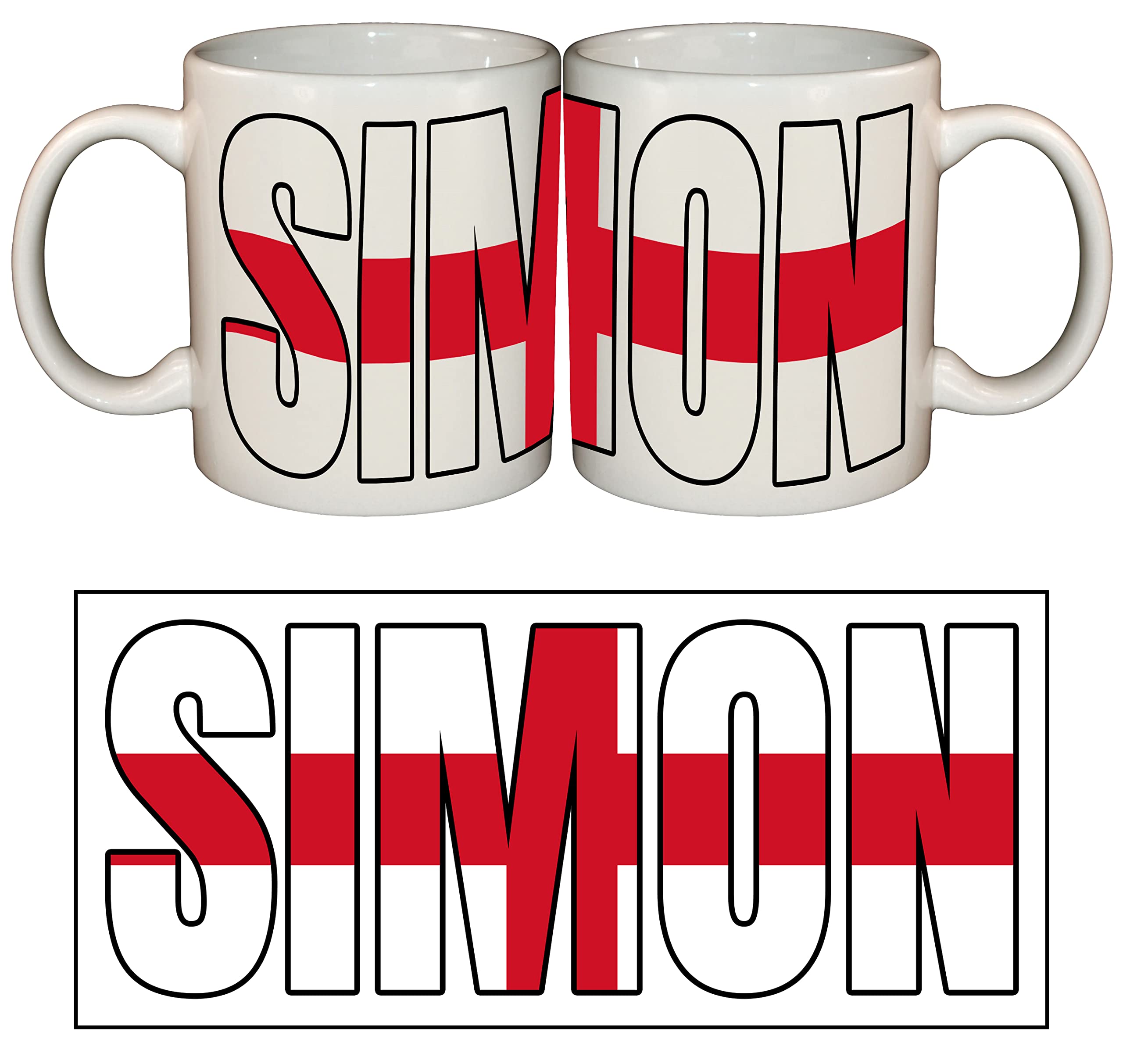 MB Prints England Flag Name Mug - Add Any Name - 320ml Ceramic Coffee Tea Cup