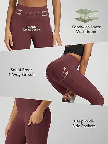 Miniatura 41 de ODODOS - Leggings tipo capri de mujer, no se traslucen y modelan el abdomen, con cintura alta y bolsillos; para hacer yoga, atletismo, ejercicio