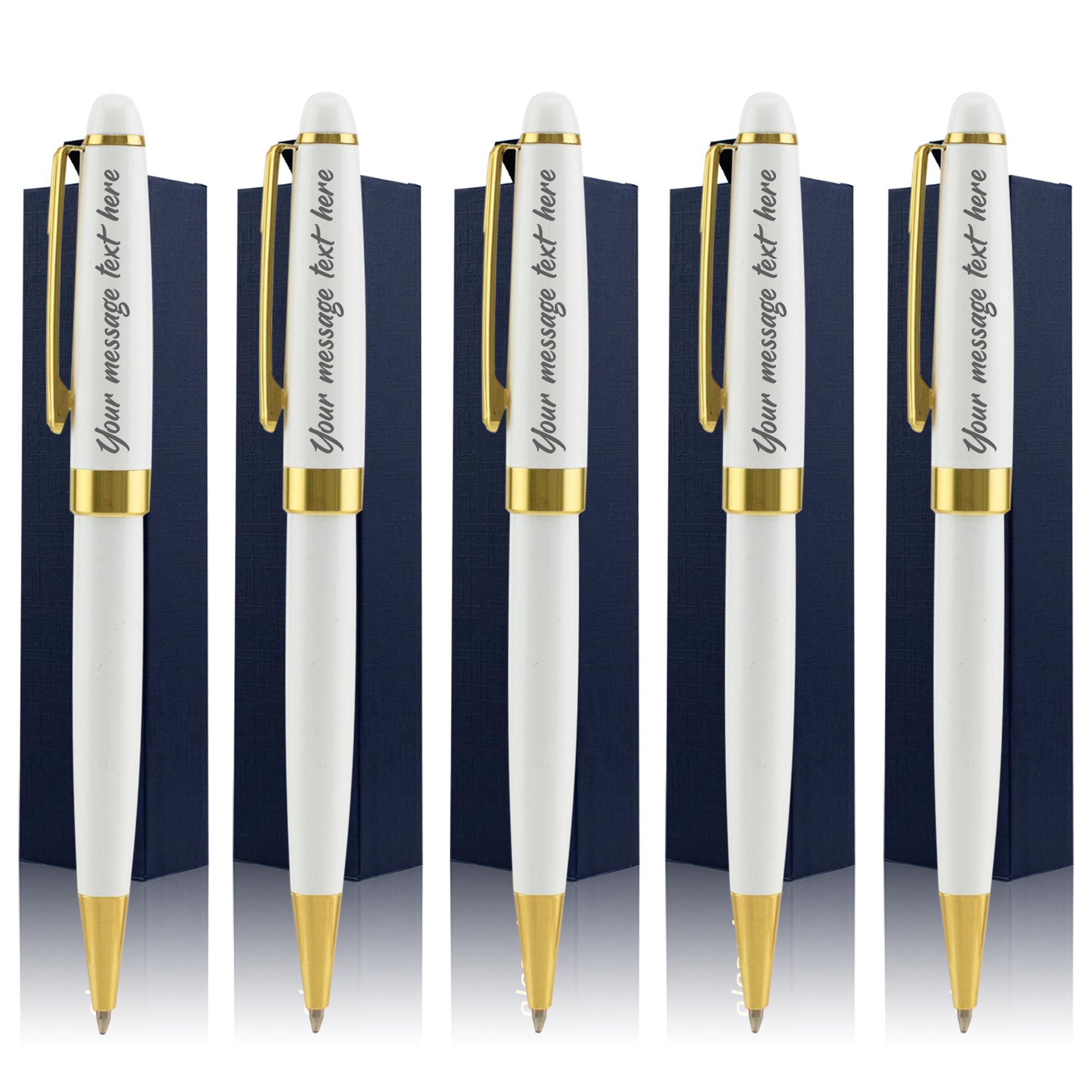 Ancolo Personalized Office Ballpoint Pens - Executive Writing Pen with 10 Black Ink Refill Engraved with Your Message Name Gift Set for Man/Women/