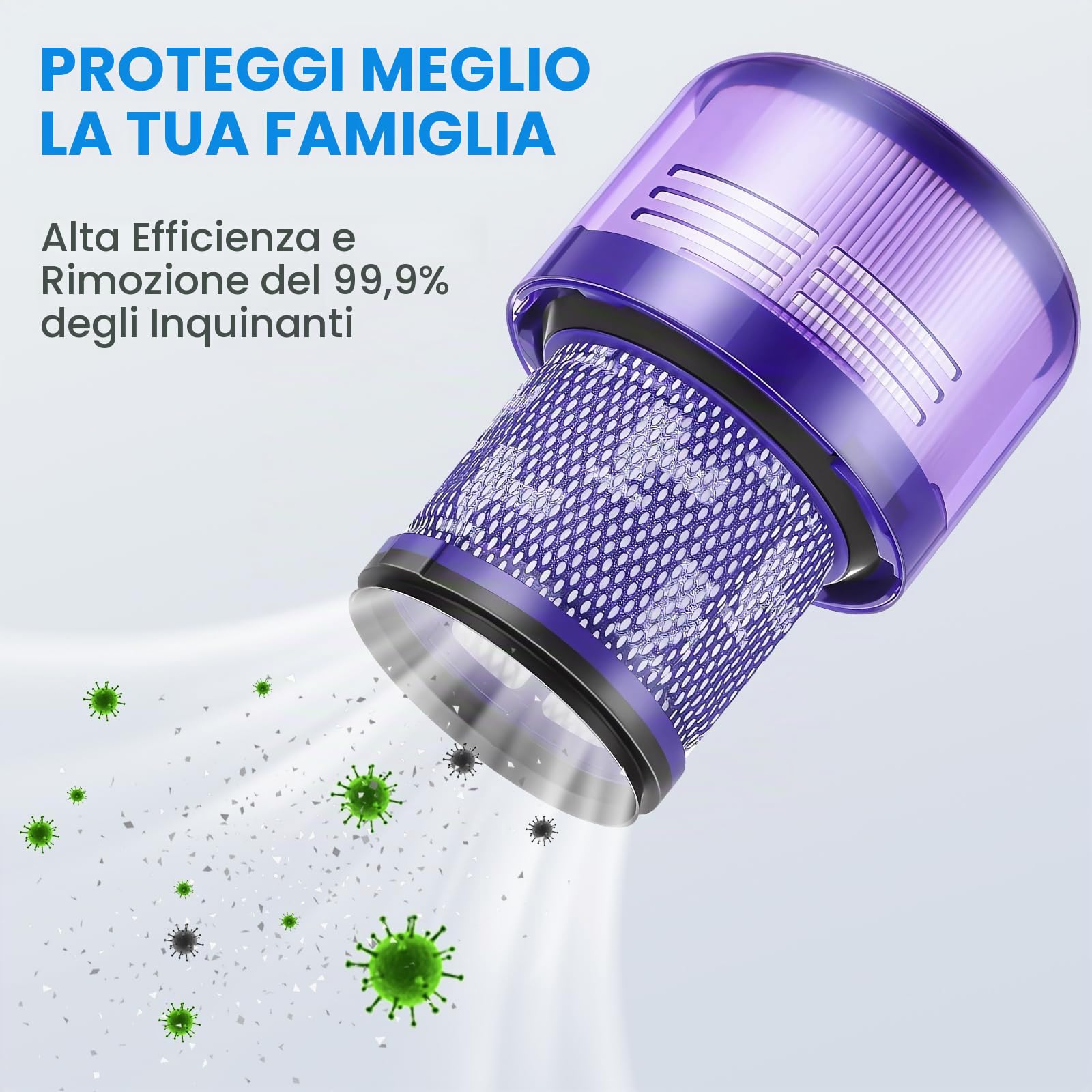 Batteria V11 da 3900 mAh per Dyson (tipo a vite), batteria di ricambio da 25,2 V per aspirapolvere senza fili Dyson SV14 Absolute Complete Fluffy (con filtro, spazzola e viti)