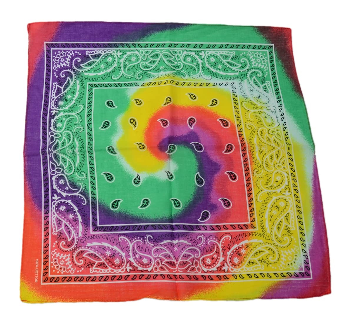 Unisex 100% Cotton Bandana Multifunction Paisley Headbands Square Scarf Neck Face Nose Mouth Cover Head Wrap Cap Gaiter Cowboy Handkerchiefs Men Women Hair Band Retro Plain (Ombre Floral)