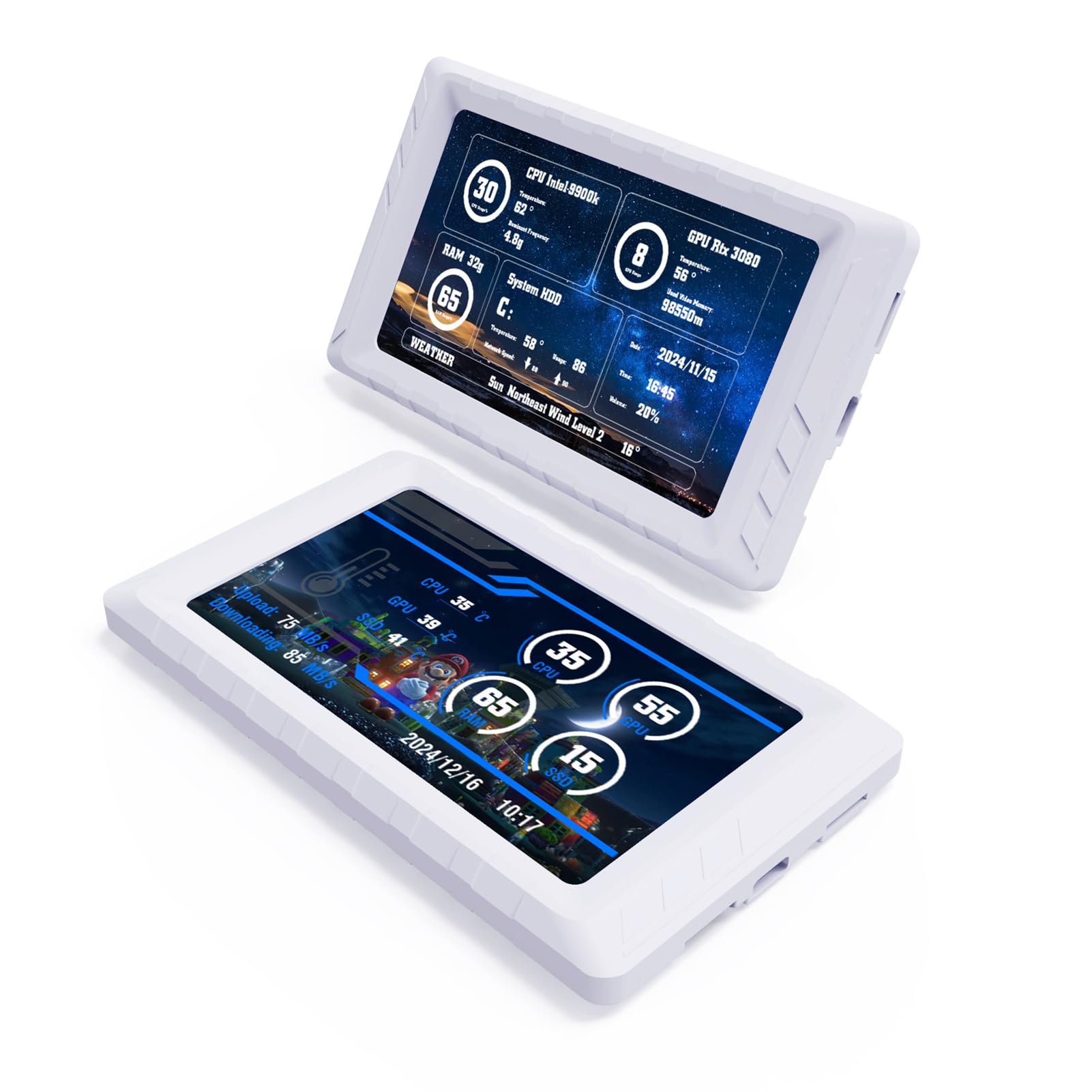 LICAEVEY Mini Monitor de 5 Pulgadas, Pantalla Secundaria, USB C, Monitor de Computadora para PC, de Hardware para CPU, GPU y RAM, para Juegos de Escritorio. (White)