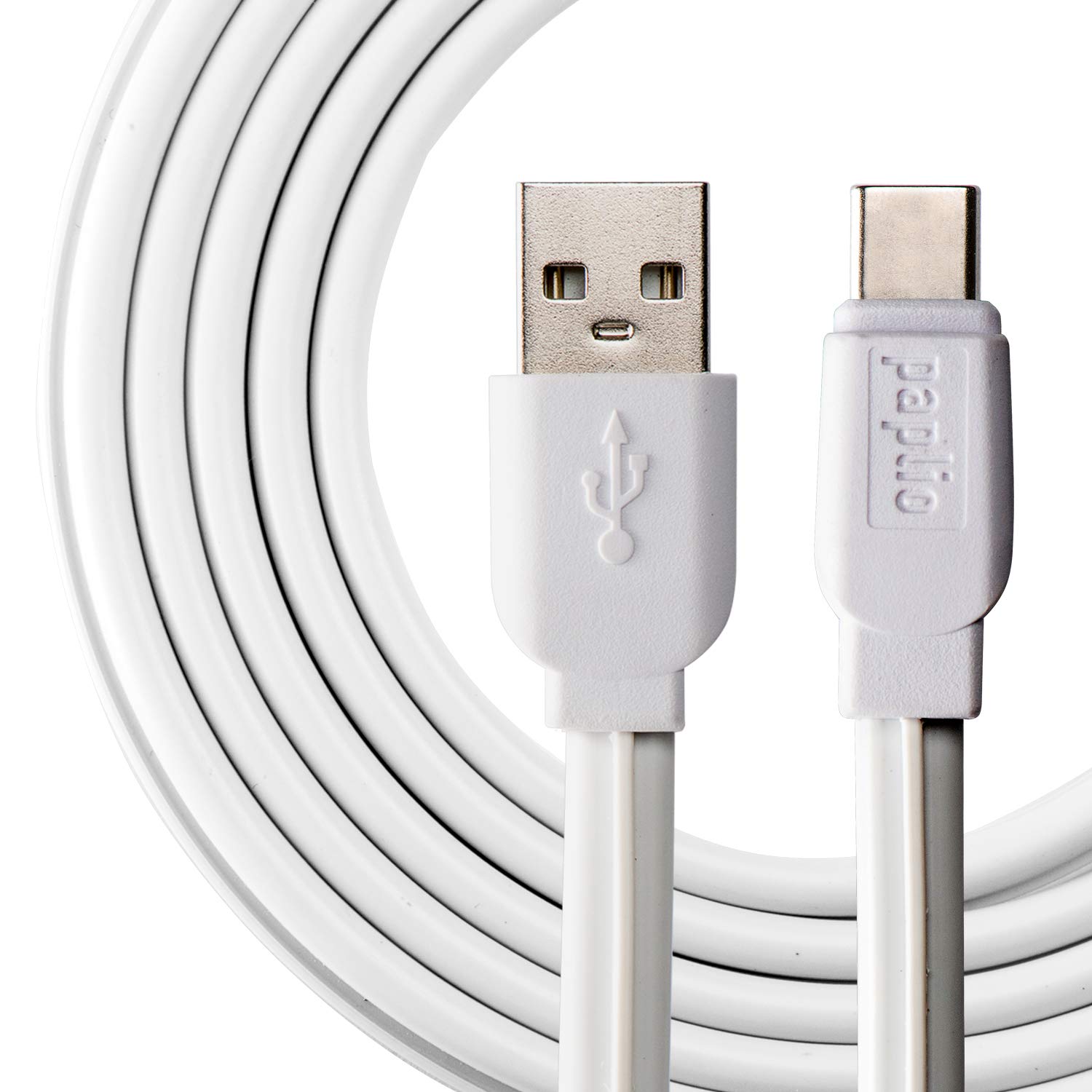 USB Type C to USB A Paplio SnapIT Lite Patented Interlocking Cable [2-Pack, 3.3ft], Fast Charging; Compatible with Samsung Galaxy S20+ S10 Note 10, LG V50 V40, Google Pixel, Switch, MacBook (White)