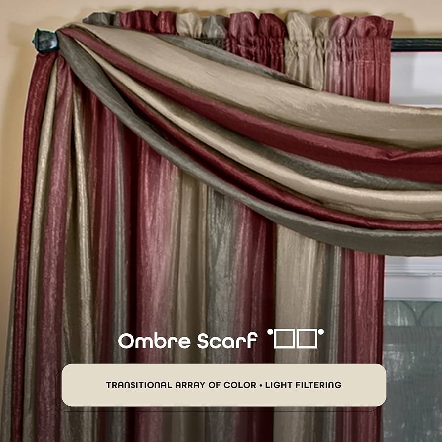 Aazon.co: Sheer Window Scarf Valance - 50 Inch Width X 144 Inch Length (Autun) - Light